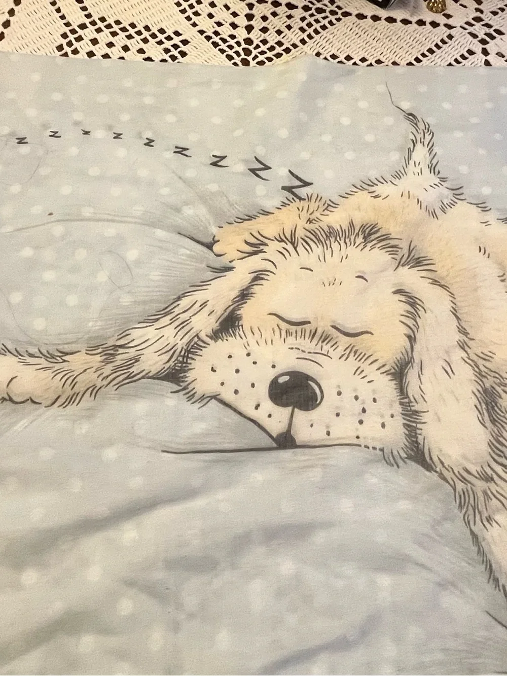 Vintage Sue Hall Sleepy Puppy Pillow case